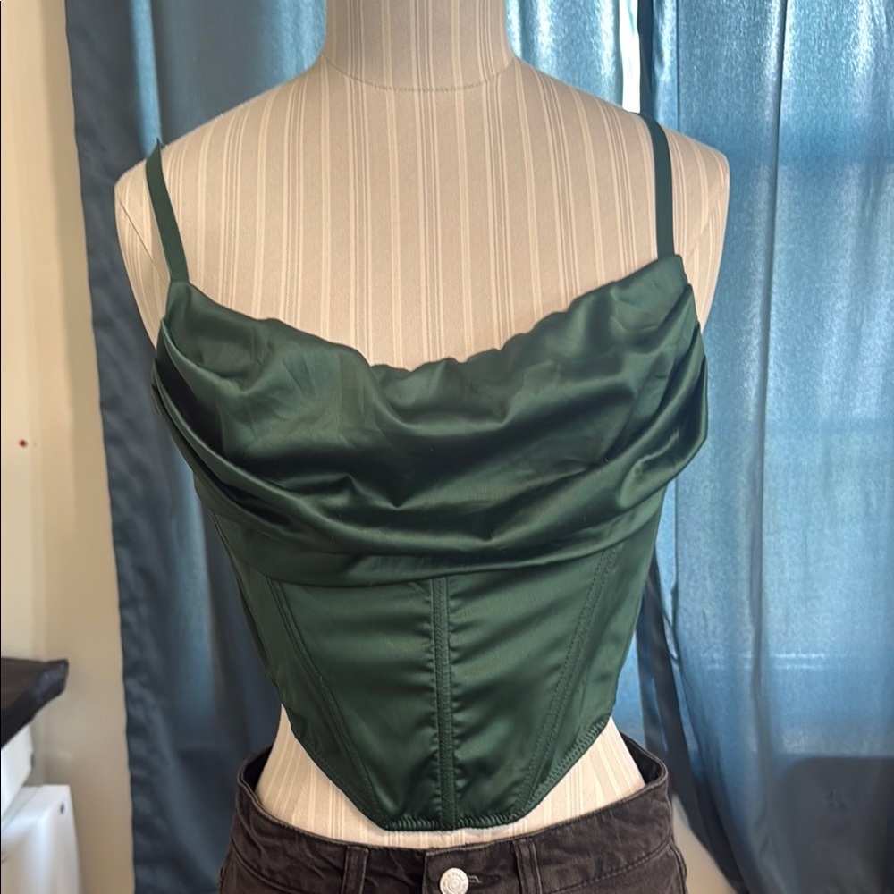 urban Elegant Green Satin Women's Top
